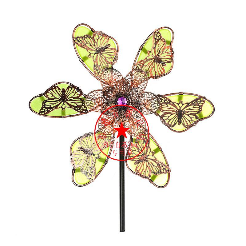 2024 Новые металлические украшения ручной работы Светящиеся вставки в виде бабочек Украшение патио на открытом воздухе Кованая ветряная мельница