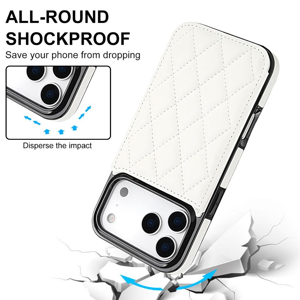 Luxury Rhombic Lattice Leather Wallet Phone Case For iPhone 17 Pro Max Air 17e 16e 15 14 Plus 13 12 Mini 11 Card Slots Cover