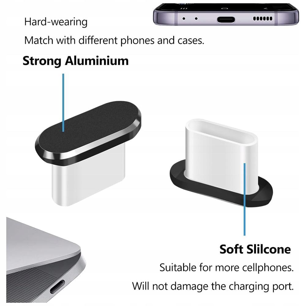 USB-C Plug, Set of 4 Plugs, USB-C Port Caps with Brush