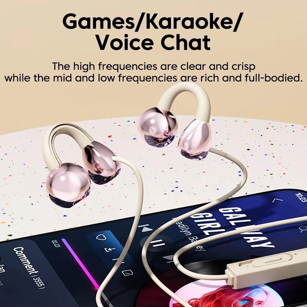 HiFi Ear Clip Headphones Ear Clip Type Not In Ear Headphones With Mic Wired Headphones Sport Use