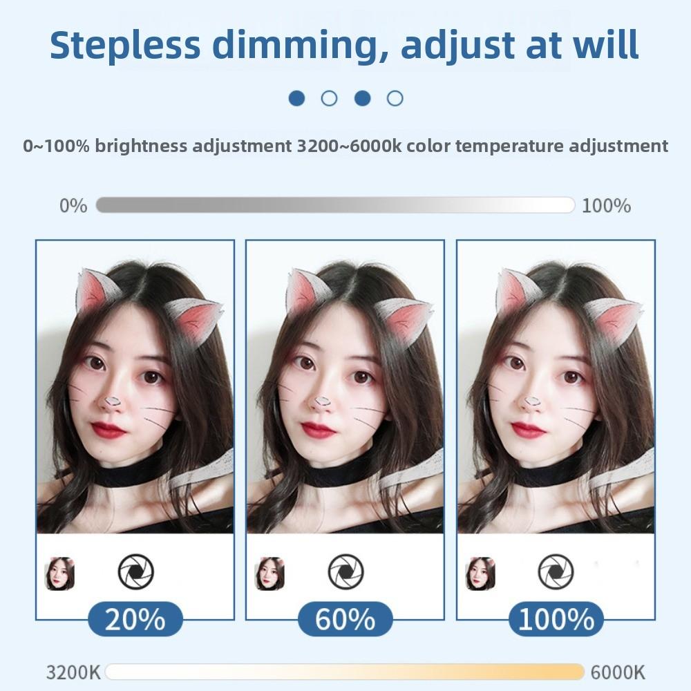 Складное зеркало для макияжа Кронштейн с заполняющим светом Устойчивое основание Настольный заполняющий свет Держатель для телефона Видео