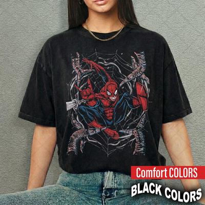 Spiderunisex Новый день 2026 Новый фильм MCU Футболка Забытый герой Нью-Йорк Ретро Комикс Оверсайз Комфорт Цвет Повседневная Пара