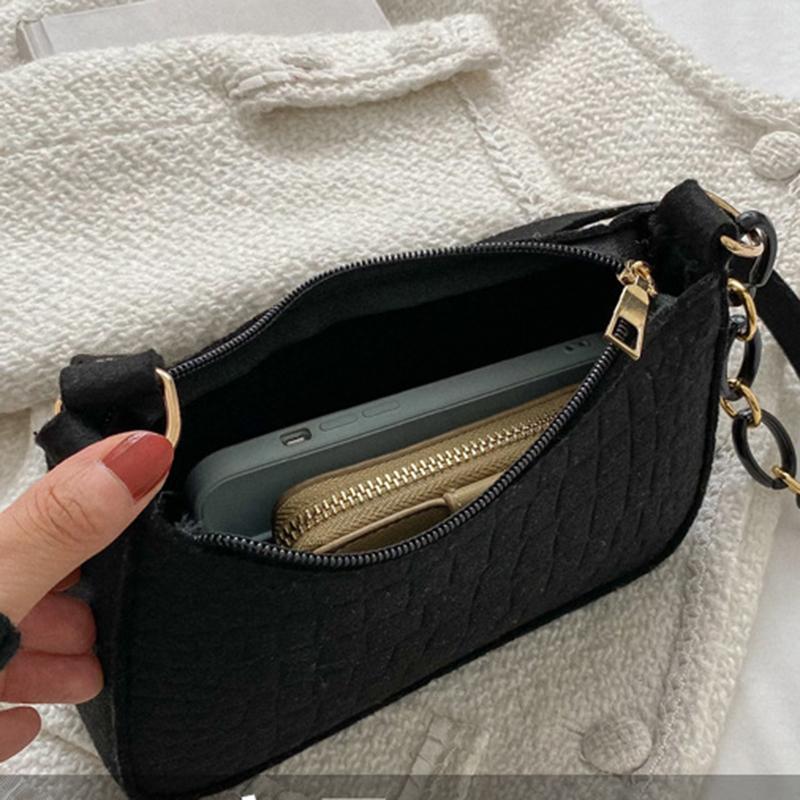 Fashion Ladies Handbag Lady Felt Armpit Design Luxury Tote Released Under Crescent Small Square Bag