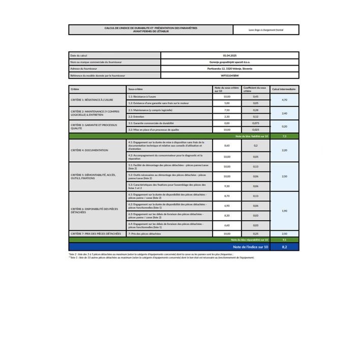 Стиральная машина - HISENSE - WF5S1045BW - 10 кг - 1400 об/мин - Белая - Класс A