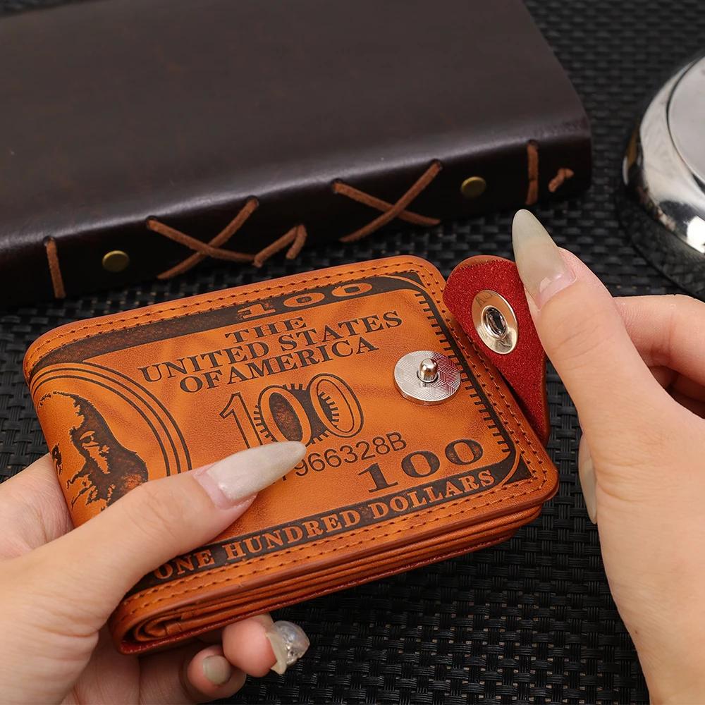 Мужские кошельки с узором на 100 долларов США, мужской кожаный кошелек, держатель для карточек, модный кошелек большой емкости, сумка-кошелек