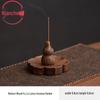 North American Walnut Multi-Hole Incense Burner, Solid Wood Lotus Design, No Ash Holder