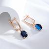 Oval Blue Zircon Dangle Earrings Gold Color Trendy Jewelry Women Luxury Accessories