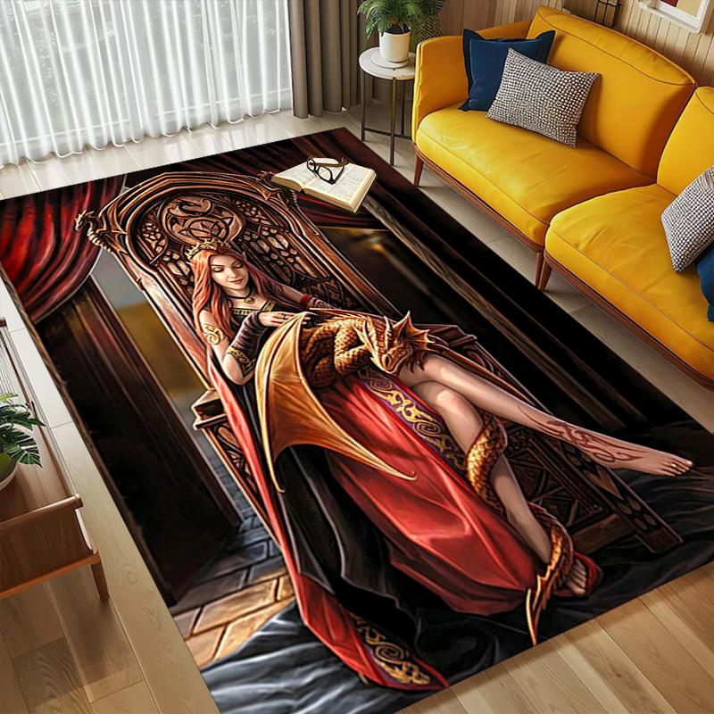Dragon Queen Living Room Nonslip Area Rug Soft Carpet For Bedroom Game Playroom Sofa Office Home Decor Doormat Christmas Gift