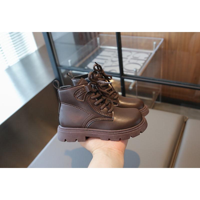 Осенняя мода ретро детские ботинки мальчики и девочки короткие ботинки нескользящие кожаные ботинки одинарные ботинки