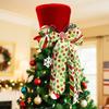 Верхушка для рождественской елки Шляпа Большая красная бархатная шляпа-цилиндр с бантом Рождественское украшение для верхушки дерева для дома, офиса, праздничного украшения рождественской елки