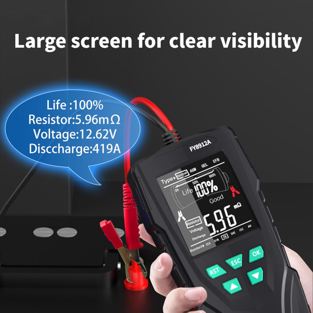 FY8912A Car Battery Tester 12V24V, 50-1999 CCA Automotive Alternator Diagnostic Tool, Digital Auto