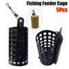 5Pcs Stainless Steel Fishings Lure Cage Round Square Trap Bait Basket New Fishing Feeder Cage
