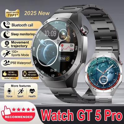 2025 Новые умные часы GT 5 Pro для мужчин для Huawei HD AMOLED экран GPS Траектория движения Пульс Bluetooth звонок Спортивные умные часы IP68