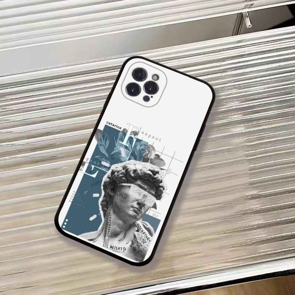 R-Искусство эпохи Возрождения Картина Чехол для телефона Для iPhone 17,16,15,14,13,12,11 Plus,Pro Max,XS,Мягкий черный чехол