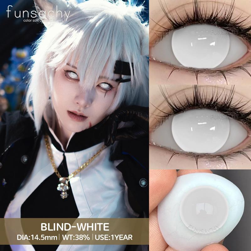 FUNSACHY 2pcs Anime Cosplay Contact Lenses Colored Lens for Crazy Halloween Solid Color Blue Contacts Pink Beauty Pupil Yearly