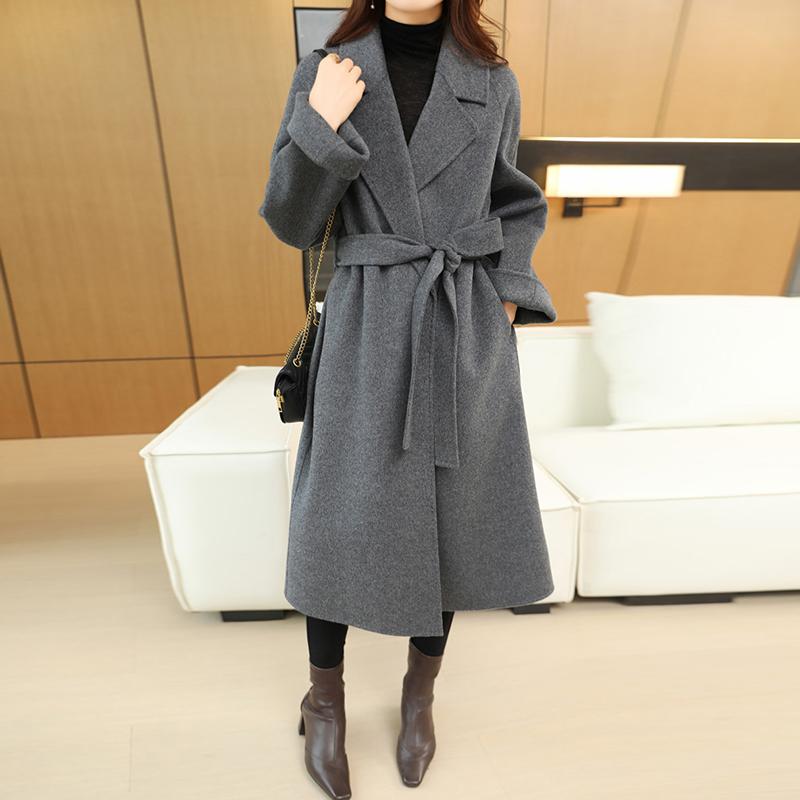 Женское пальто из 100% шерсти TIDENOVEL Осеннее шерстяное длинное пальто Ручной работы Пальто-бушлат Зимняя теплая шерстяная длинная куртка Пальто