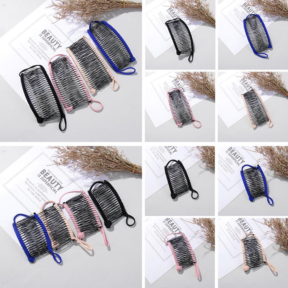 Женская Девочки Металлическая Шпилька Большой Размер Банан Заколка Для Волос Растягивающаяся Ленивая Расческа Для Волос Винтаж