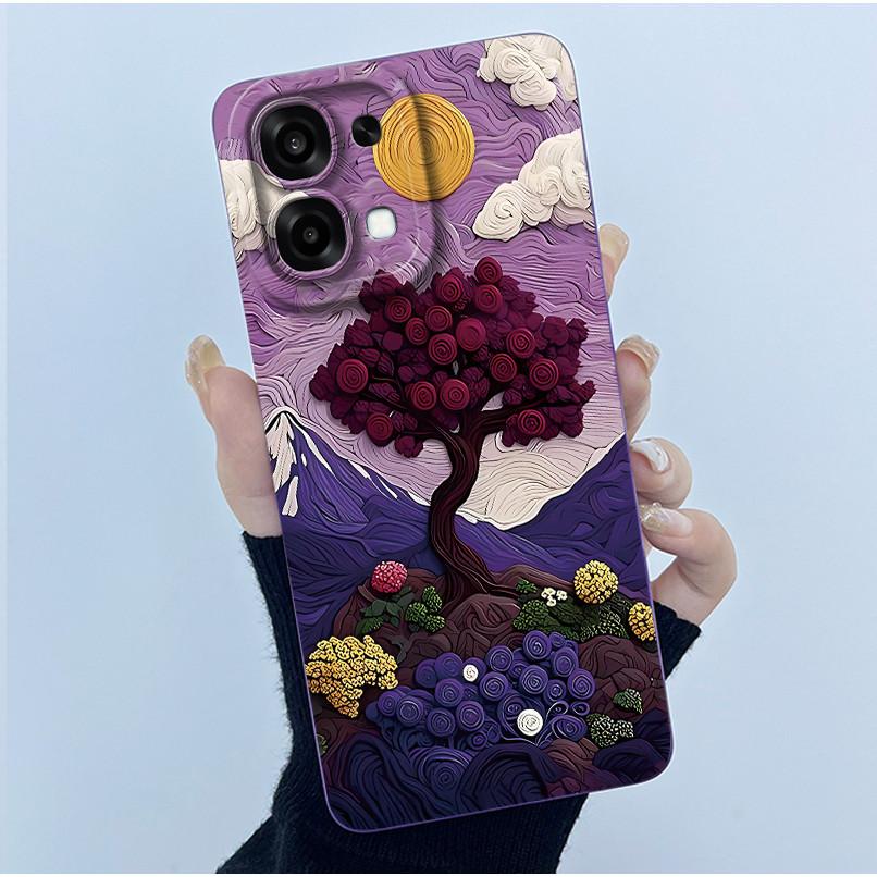 Чехол для Oppo A6 Pro 5G 4G Модный Минимализм Масляная Живопись Цветочный Силиконовый Мягкий Корпус Телефона Новый Дизайн Ударопрочная Задняя Крышка