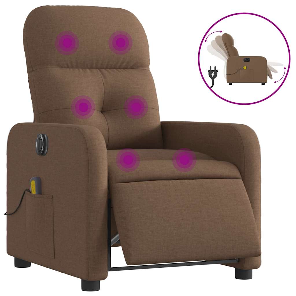 Electric Massage Chair Brown Fabric