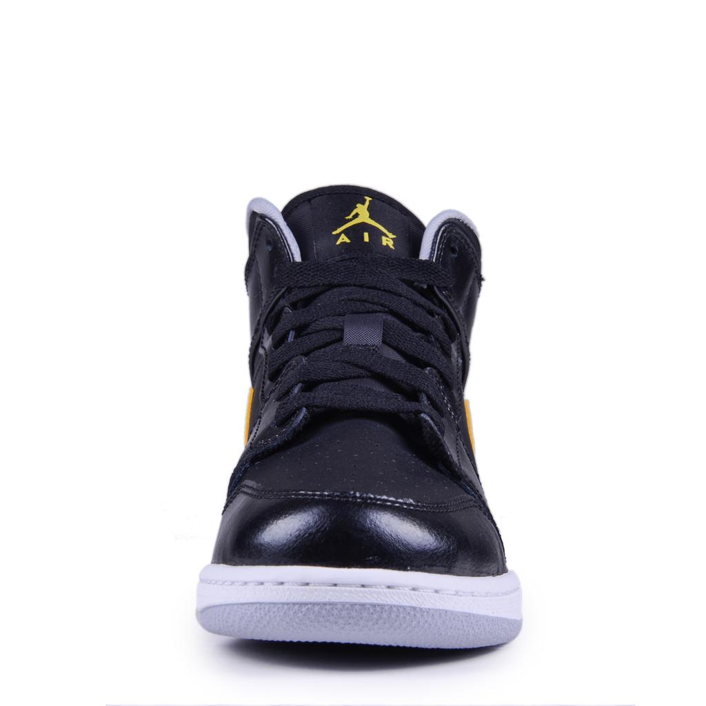 Jordan Air Jordan 1 Амортизация, Износостойкие Высокие Винтажные Баскетбольные Кроссовки Мужские Черно-Желтые 554724-070