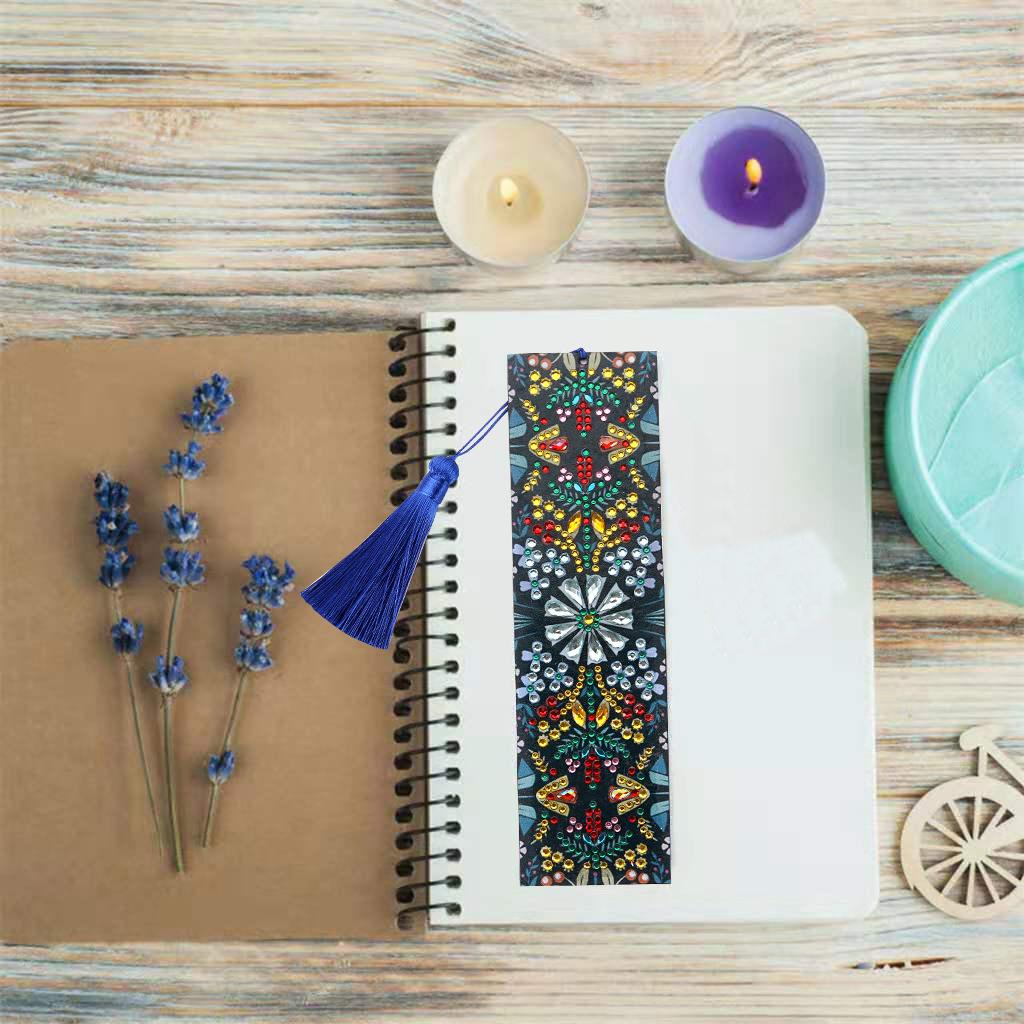 Custom Mandala Mosaic PU Leather DIY Diamond Painting Bookmark R-M038-059/AA129-153