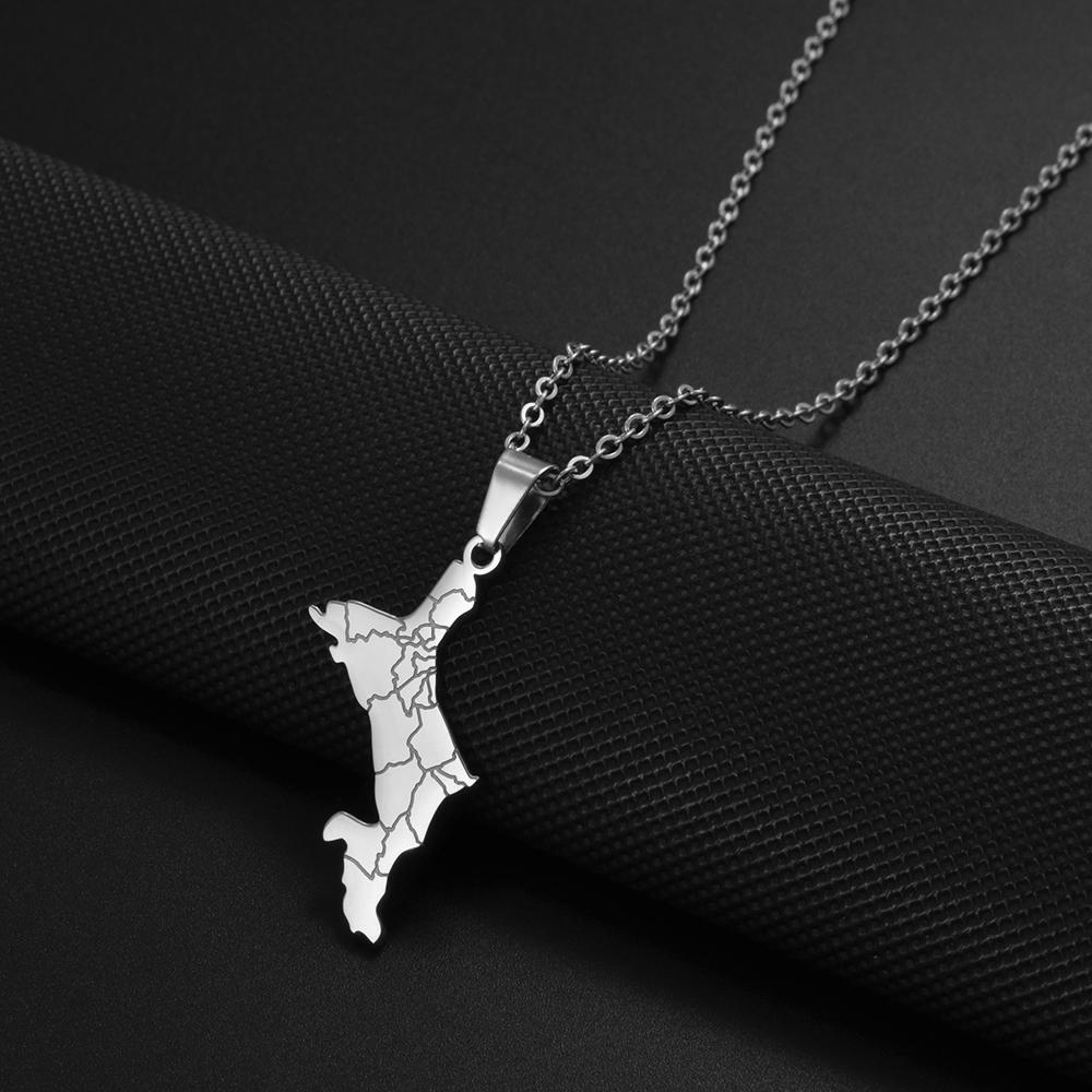 1Piece Seychelles Map Pendant Necklaces Mahe Stainless Steel for Women Mother Jewelry #572062