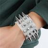 Cuspidal Spikes Wide Leather Cuff Bracelet Three Row Rivet Stud Unique Fashion Bangle Unisex Party Club 1pc PU Leather