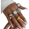 5pcs/7pcs Stackable Opening Rings Set Irregular Retro Metal Ring Chunky Smooth Rings  Daily Wear