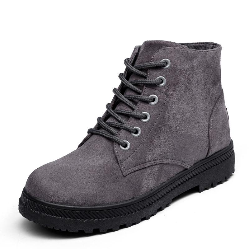 Весна Осень Замшевые Сапоги Женские Ботинки Туфли На Платформе Женские Модные Ботильоны Резиновые Сапоги На Шнуровке 2024