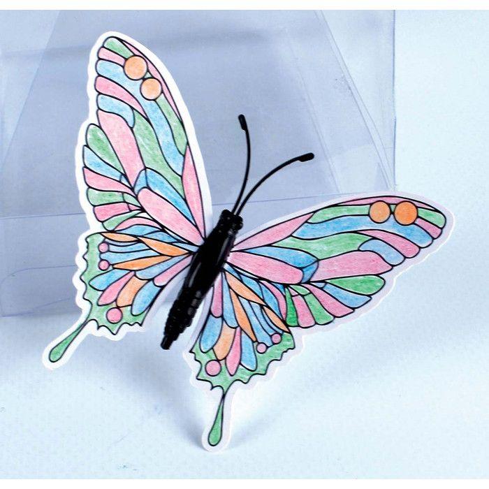 MégaCréa DIY - Papillons aimantés prédessinés à colorier 6 à 10 cm x4