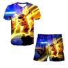 2025 MINISO Pikachu Kids T-Shirt+ Shorts Set Anime Cartoon Top Shorts Two Piece Set Summer Casual Wear Gift Cute Pikachu Set Kids T-Shirt Be