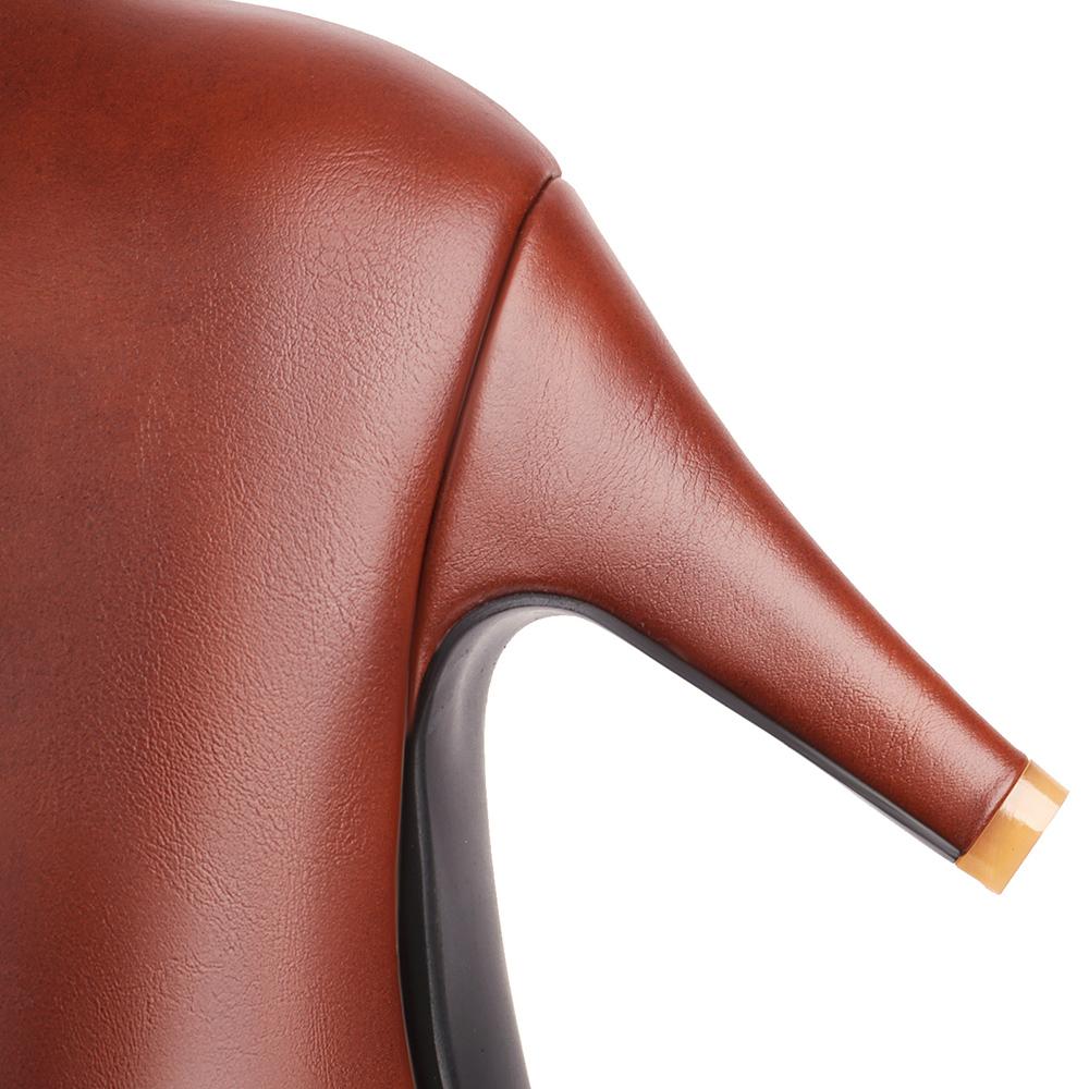 Весенние Коричневые Абрикосовые Женские Ботильоны с Острым Носком на Шнуровке на Высоком Каблуке Маленький Большой Размер 33 47