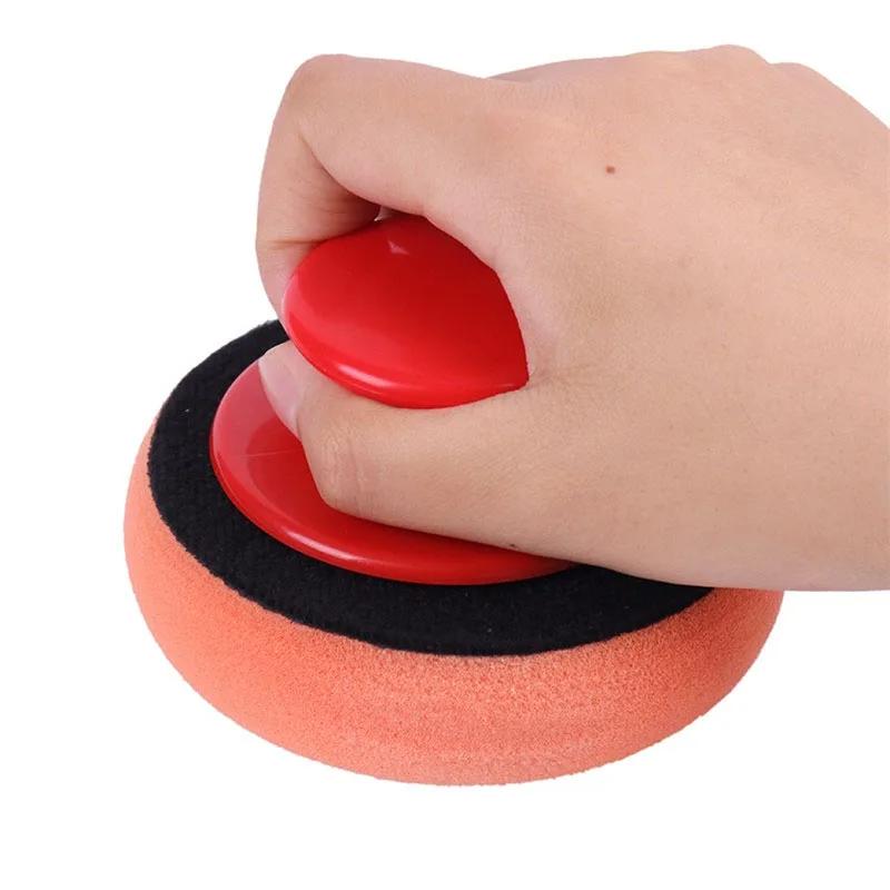 6pcs/set Car Wax Applicator Pads Set with Red Handle Soft Sponge Applicators Foam Wax Pad for Polishing and Cleaning Cars