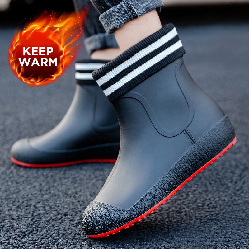 Немецкие нескользящие дождевые сапоги мужские теплые дождевые сапоги до середины голени плюс бархатные водонепроницаемые туфли кухонная обувь для мойки автомобиля обувь для рыбалки женская