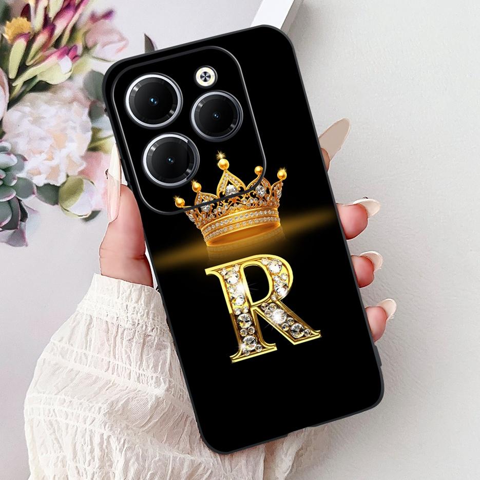 Чехол для Infinix Hot 40 Pro X6837 Роскошная Корона Буквы Чехол Мягкий Силиконовый Чехол для Телефона Для Infinix Hot 40i Hot40 Pro Hot40i Накладка
