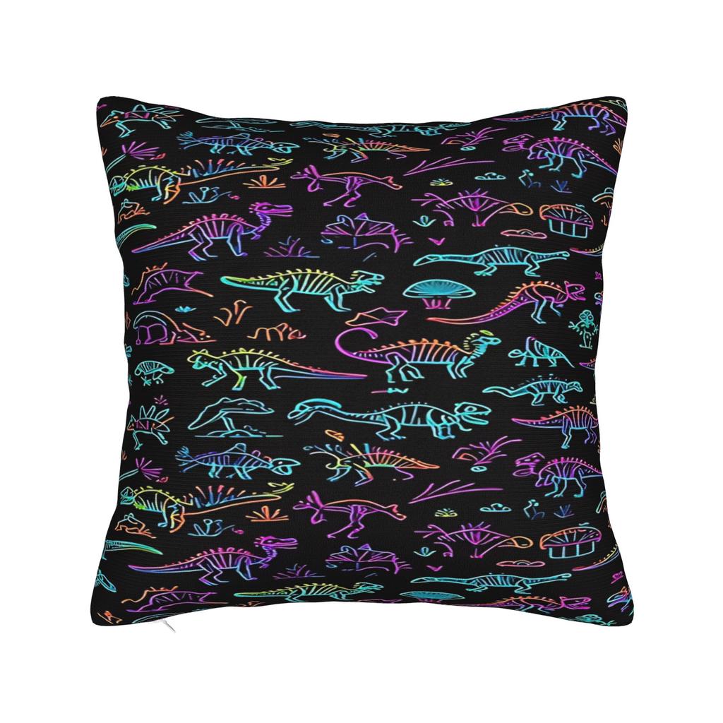 Rainbow Cartoon Dinosaur Pillow Cover Novelty Pillow Case For Couch Sofa Bedroom Comfy Pillowcases Gift Idea