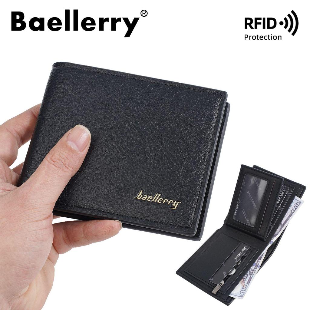 Baellerry Men's Anti-Theft RFID Short Wallet: High-End Card Holder & Coin Purse