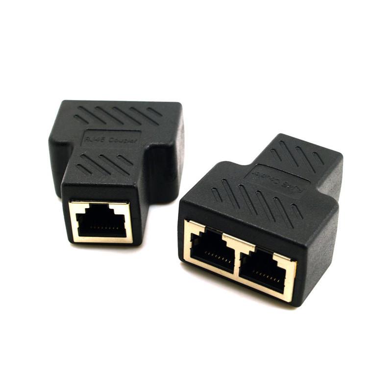 RJ45 One Point Two Connector Adapter Tap with Shield Network Tee Head Three-way Extender Cable