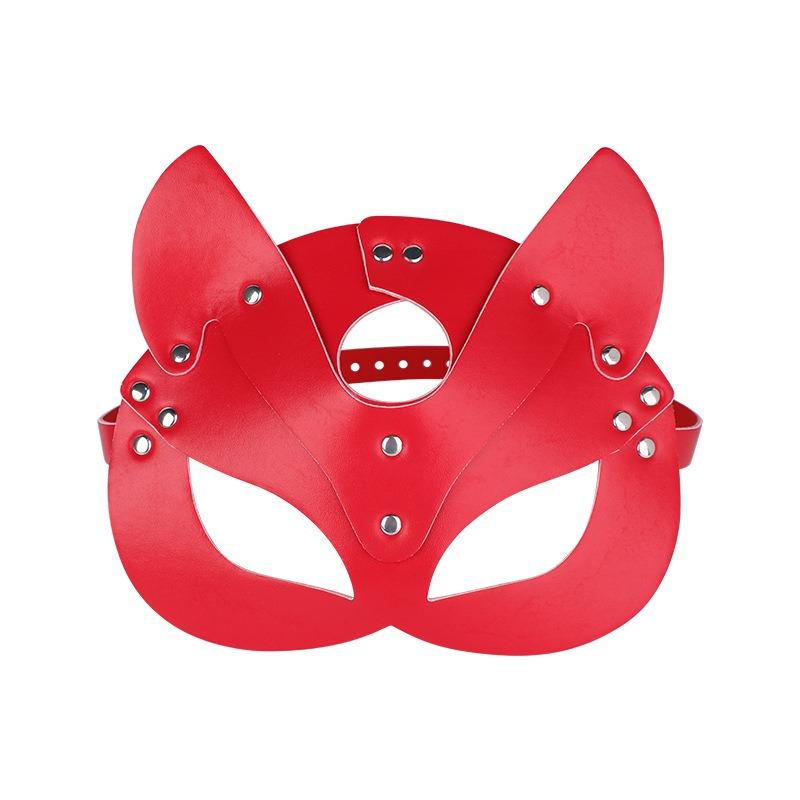 1pc Rivet Embellished Multi-color Leather Cat Ear Mask Is A Must-have Artifact For Trendsetters Going Out To Parties and Dances