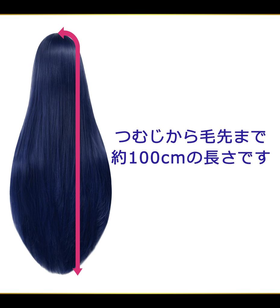 CaseEden Cosplay Wig, Premium, Smooth, Long, 100cm, Blue-Black, 6161