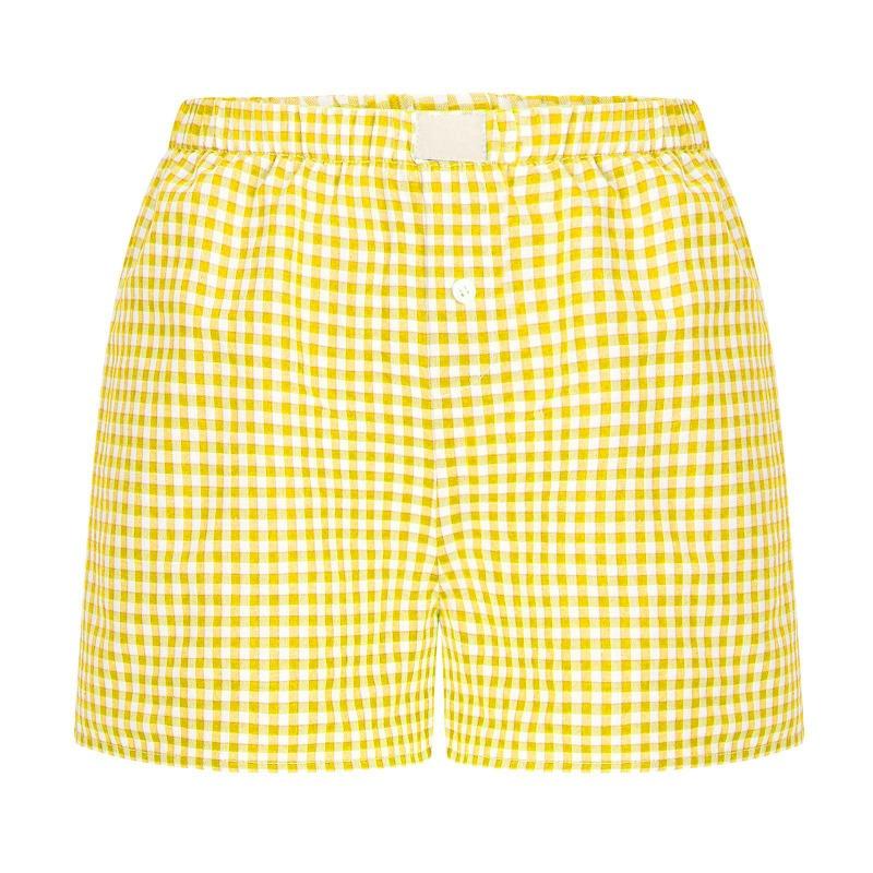 Women's New Summer Casual Comfortable High Waist Loose Wide Leg Retro Plaid Shorts