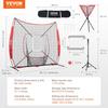 7x7 ft Baseball Softball Practice Net, Portable Baseball Training Net for Hitting Catching Pitching, Backstop Baseball Equipment with Bow Frame, Carry