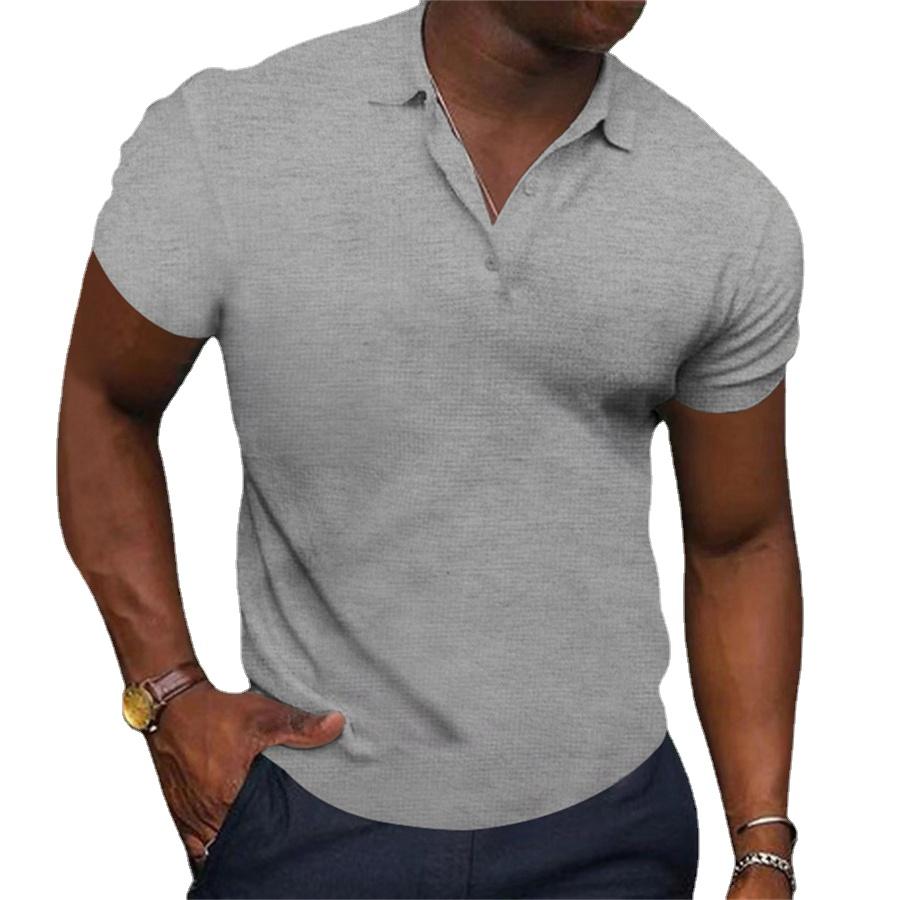 Мужская деловая верхняя одежда, летняя эластичная рубашка поло с короткими рукавами, мужская футболка Slim Fit