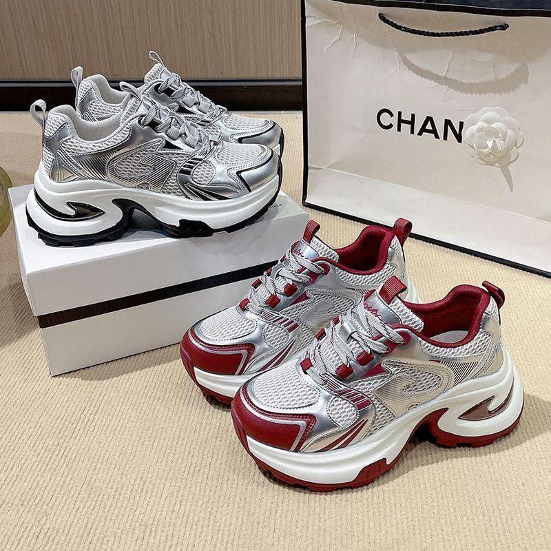 Mesh Versatile and Lightweight Dad Shoes Women's Shoes Spring New Thick-soled Heightening Casual Sports Shoes