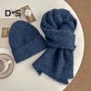 2Pcs/Set Hat Scarf Set Thermal Lined Double-Layer Design Knitted Long Scarf Hat Set Unisex Winter Outdoor Sports Wear