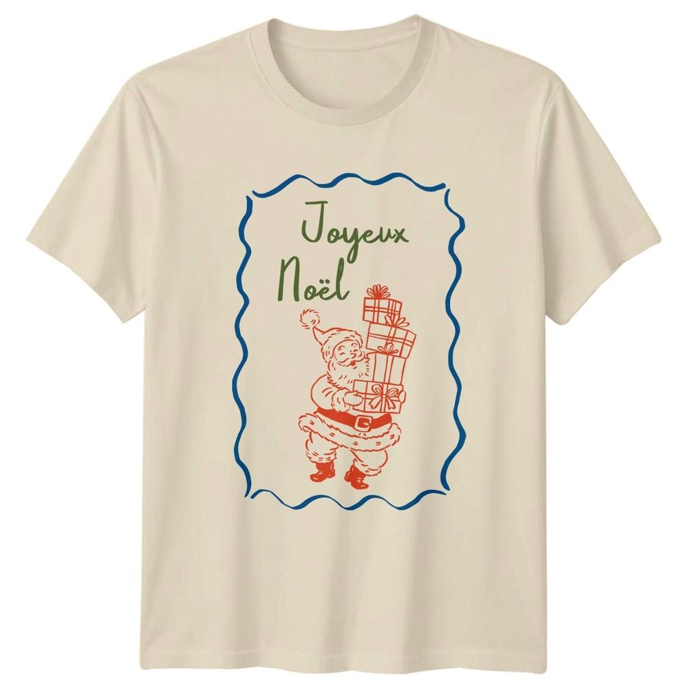 Joyeux Nol Santa Claus Christmas Holiday Unisexs TShirt Unisexs Tee Graphic Top