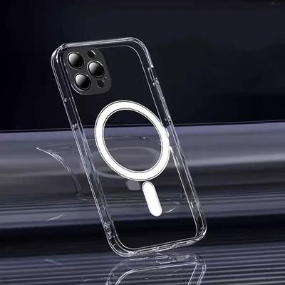 Роскошный прозрачный акриловый чехол Magsafe для iPhone 15 14 13 12 11 Pro Max Plus, магнитный чехол для беспроводной зарядки с защитой объектива