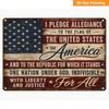 Tin Sign Metal Poster I Pledge Allegiance To The Flag Of The United States Of America Vintage Rustic Patriotic Wall Art Decorati