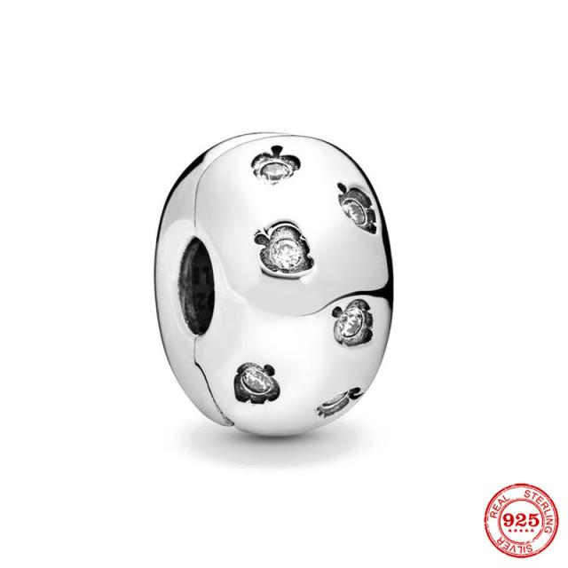 Sparkling Pink Hearts Butterflies Sparkling Crown Clip Charm Bead Fit Original  DIY Bracelet Silver 925 Jewelry for Women