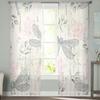 Шифоновые прозрачные шторы с цветком стрекозы для гостиной, украшение для дома, оконная вуаль, тюлевые занавески, шторы
